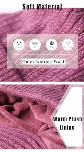Gorro feminino de inverno cachecol tudo em um gorro com pompom, proteção de ouvido à prova de vento,