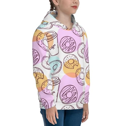 Donuts and Coffee Kids Pullover Hoodies Boys Sweatshirts Girls Athletic Clothes with Pocket3