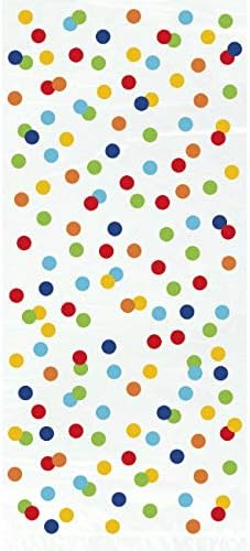 Unique Rainbow Mini Polka Dot Cellophane Bags, 11" x 5", Multicolor