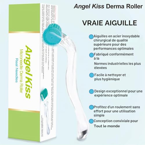 Angel Kiss Derma Roller 0,5 mm Aiguille Réelle - 192 Aiguilles Individuelles en Acier Inoxydable - Rouleau de Microneedling pour Visage, Corps, Barbe, Cuir Chevelu et Soins de la Peau – vue 5