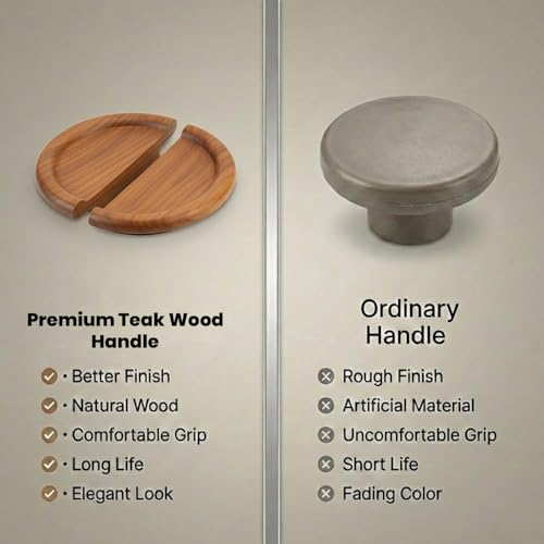 Image of Teak Wood Wooden Wardrobe Handle /Cabinet Handle /Wardrobe Door Pull Handle (8 x 4 Inch) Natural Wood Finish - Model 5023-| 3 Years Warranty |