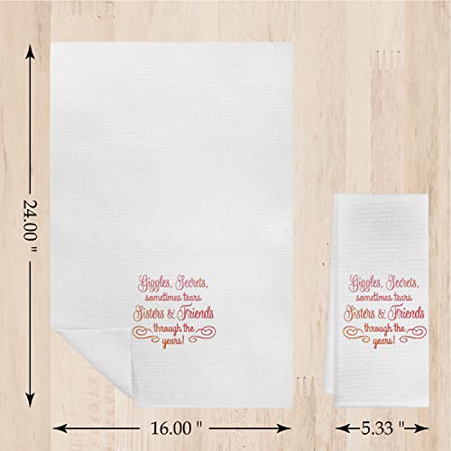 Sisters & Friends Quote Kitchen Towels Dishcloths,Friendship Decorative Dish Towels Hand Towels Tea Towels,Friendship Themed Decor,Best Friend Besties Girls Sisters Gift #TOP3