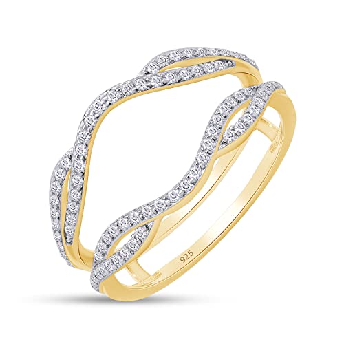 SAVEARTH DIAMONDS 2/5 cttw Round Cut Moissanite & Lab Grown Diamond Double Infinity Wedding Ring Guard Enhancer For Women In 14K Gold Over Sterling Silver (0.40Cttw)4