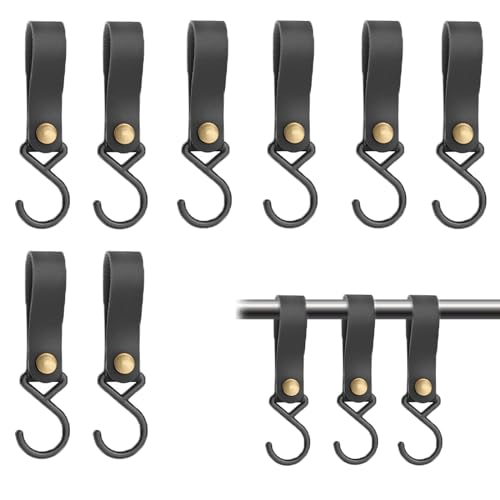Tadpolez 8 Pezz Gancio A S In Pelle Nero, Ganci A S Multifunzionali In Pelle,Gancio A S Con Passante In Pelle,Per Cucina,Bagno, Camera Da Letto E Ufficio