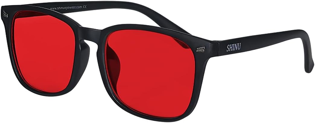 Blue and Green Wavelength Blocking Glasses Disruptive Light Blocking Glasses Red Lens Eliminate Eye Strain 068RD