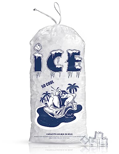 FireKylin 100 Pack Ice Bags 10 lb, Heavy-Duty Ice Bags with Drawstring(2 Mils Thickness)