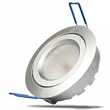 Foco LED empotrable – Lámpara LED empotrable orientable blanco cálido foco empotrable techo Manta Spot – Foco de Techo Lámpara de techo Foco plano redondo plata 8 W SMD, 140 ° – Isolicht