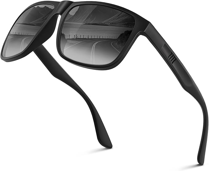 Wrimen Sonnenbrille Herren-Polarisiert-UV400 Schutz-Mode-Retro-Unisex-Ultraleicht-Sonnenbrillen-Klassisch Rechteckig-Outdoor Sport Brille für Fahren Reise Angeln Farbverlauf Schwarz