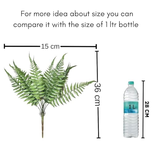 Image of SATYAM KRAFT Polyvinyl Chloride 1 Pcs Artificial Flower Fern Bunch Leaves,Faux Green Plant for Home,Balcony,Office,Bedroom,Living Room,Table,Wedding Decorations,(Without Vase)(Pack of 1)(Green)
