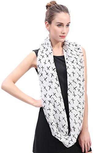 Lina & Lily Cross Print Women's Infinity Scarf Lightweight3