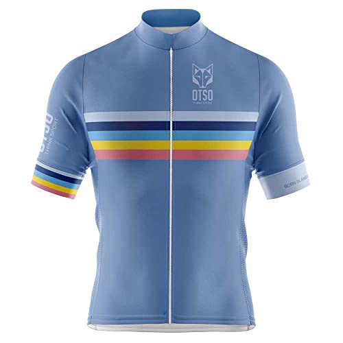 Maillot de cyclisme pour homme OTSO Stripes bleu en taille XL pour le vélo de route