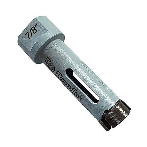 7/8 High Performance Diamond Core Bit for Natural/Engineered Stones, 2 Drilling Depth, Vacuum-Brazed Side Protection, 5/8-11 Threaded Arbor