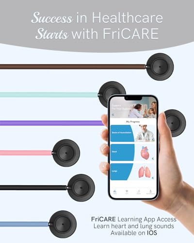 Image of FriCARE Dual Head Stethoscope - Stethoscopes for Nurses, Medical Nursing Students, Paramedics /EMT /LVN /VNA Backup Estetoscopio, Matte Black Tube & Chestpiece Finish