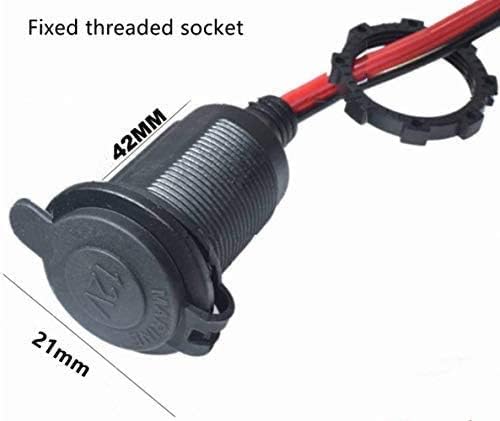 12V/24V Fixed Thread Cigarette Lighter Socket Extension Cable with Perforated Terminal, Direct Battery Type, car Cigarette Lighter Adapter. 14AWG 20A Heavy Duty Cable 10FT（Free Two Blade fuses）