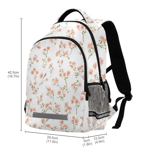 Pink Peach Blossom Kid's Elementary Middle School Backpack for Son Daughter, Age 6-12 Back to School Backpack Bookbag Schoolbag for Boys Girls3