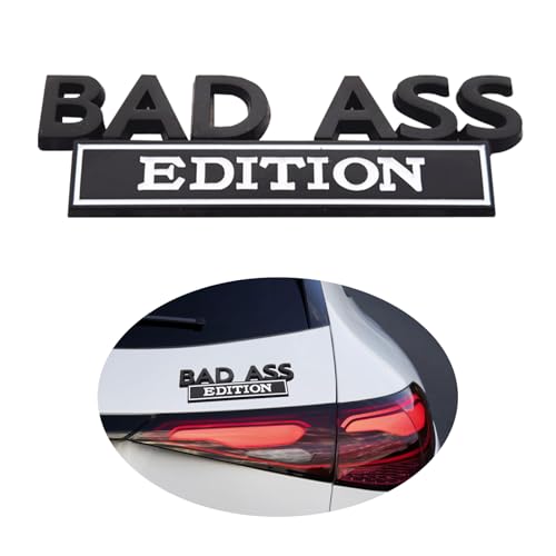 Image of Car Modification Label, Bad Ass 3D Fender Badge Decal Car Sticker, Car Funny Modification Label Decal, Car Fender Bumper Sticker Body Sticker Fit for Universal Vehicle(Black /Silver)