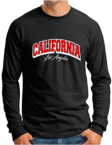 T-shirt manches longues Los Angeles OM3 noir confortable taille L pour morphologie forte