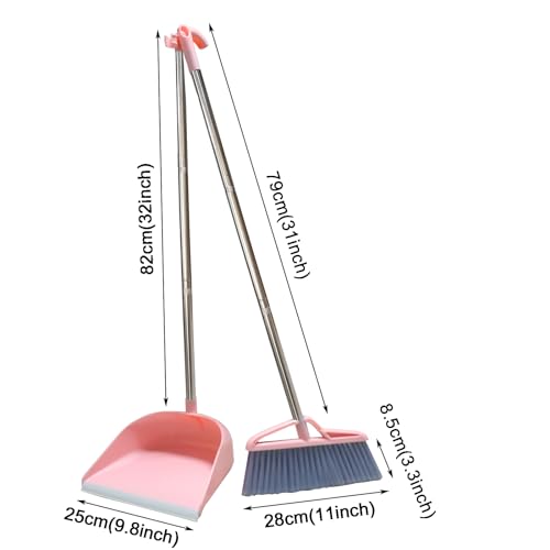 Roellgs Besen Kehrschaufel Set Winddicht Vertikal Langstiel Besen Kit Kehrschaufel Kombination Home Cleaning Kehren (Rosa), ro-19-6-19 – Bild 3