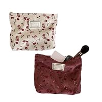 Beauty Case da Viaggio, 2 Pezzi Beauty Case da Viaggio, Borsa Trucco per Cosmetici Rose Flower per Donne, Borsa Cosmetica in Velluto a Coste