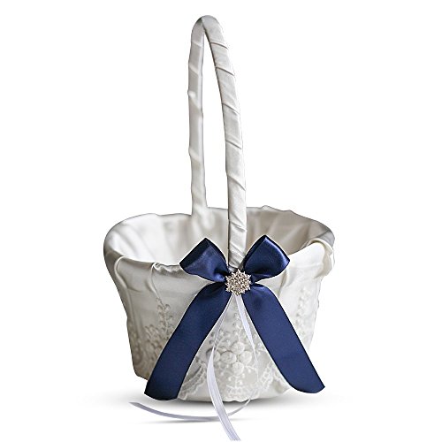 image for Alex Emotions Ivory Ring Bearer Pillow and Basket Set | Lace Collectio