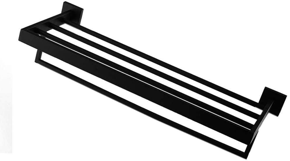 Porte-serviettes mural pour salle de bain en acier inoxydable noir mat de 50 cm