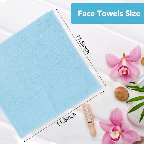 Image of Orighty Washcloths, 5 Pack Microfiber Face Towels, Highly Absorbent and Soft Feel Wash Cloths & Hand Towels for Bathroom, Hotel, Spa, and Gym, 11.5x11.5 Inch, Multicolor