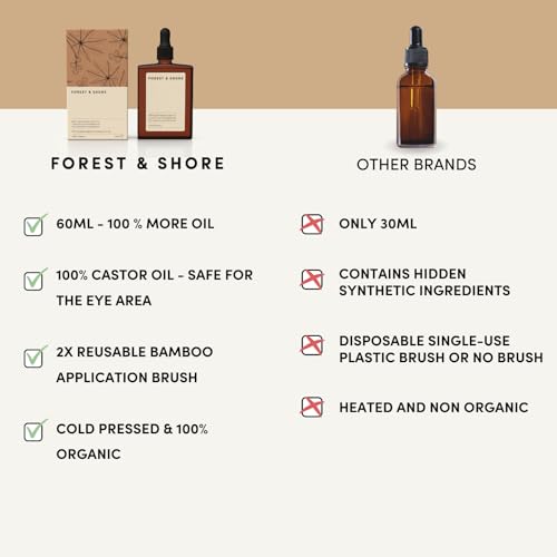 Forest & Shore Castor Oil 100% Natural & Organic for Hair Growth Eyebrows, Eyelashes and Skin Hair Tonic Oil - Image 4