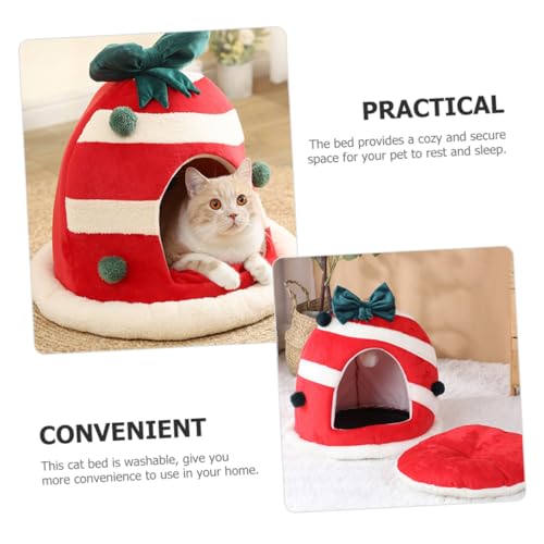 Lit de Noël pour chat avec cachette pour petits animaux