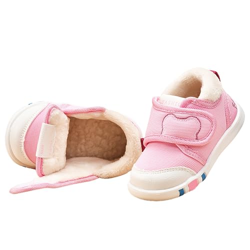 Woaikeyu - Zapatillas de deporte para niños (planas), zapatos de deporte, para bebés, niñas, niños, zapatos de invierno, flexibles, antideslizantes, de algodón, ligeras, zapatillas de, rosa, 21 EU