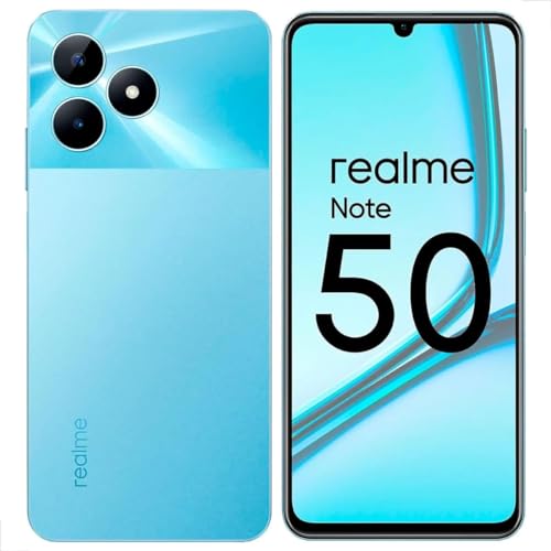realme Teléfono Móvil Note 50 4G 4+128GB, Pantalla Realista de 90 Hz, Cámara de 13 MP con IA, Cuerpo Ultrafino de 7,99 mm, Gran batería de 5000 mAh, Azul Cielo