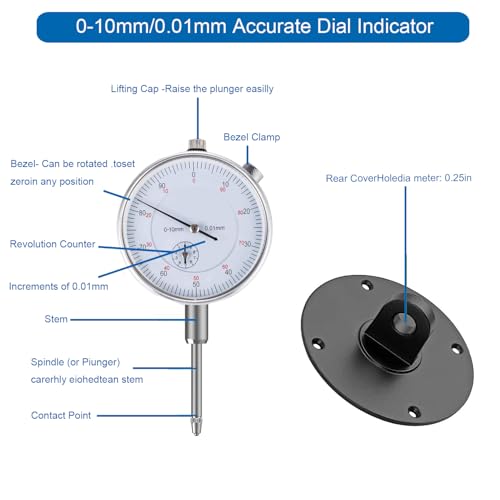 Image of HDLNKAK Premium Disc and Rotor /Ball Joint Gage, with 0.01 mm Dial Indicator and 360 Deg Flexible Stem Holder, Automobile Brake disc Flatness Measurement Tool