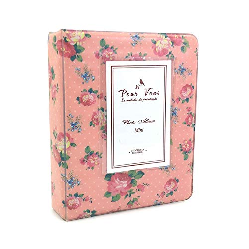 ZENKO 64 Pockets Photo Album for Fujifilm Instax Mini 12 11 9 8 40 Evo Liplay 7S Instant Camera/Mini Link Printer, Polaroid Snap Touch PIC-300 Z2300 Mint Zip Instant Camera Printer- Pink flower