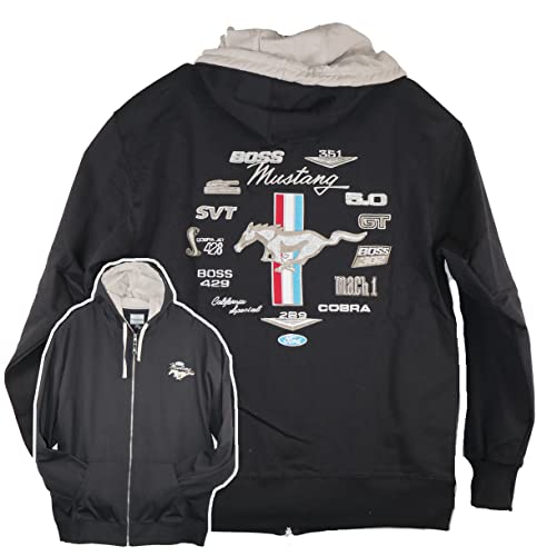 David Carey Originals Ford Mustang Car Logo Embroidered Hoody LG Black