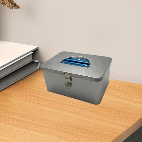 Qianly Caixa de armazenamento de ferro, organizador de ferramentas, caixa de documentos de lata de a