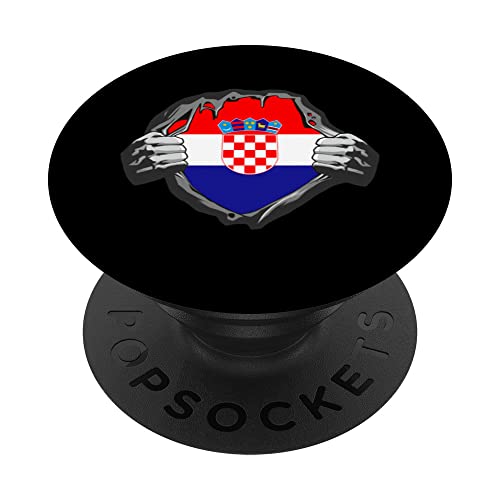 Show your Croatian heart Croatia Hrvatska PopSockets Swappable PopGrip, Black
