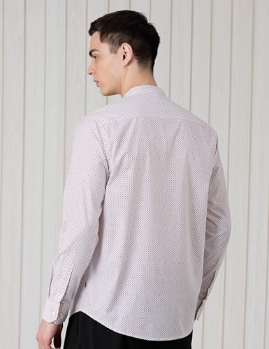 Image of Amazon Brand - Symbol Men Cotton Casual Printed Shirt| Mandarin Collar | Regular Fit | Printed | Full Sleeve | Available in Plus Sizes