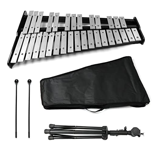 Kinbelle 32 Notes Glockenspiel Kit Xylophone Bell Percussion Instruments, Percussion Instruments Kit For Adults/Children,Educational Xylophone With Adjustable Height Stand,Mallets,Carrying Bag #TOP7