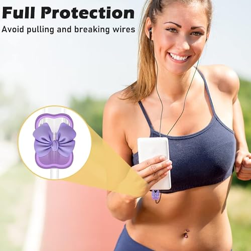 Image of INEFABLE Charger Case Cover Protector with 3D Cute Pattern for iPhone Charger only 18W & 20W, Data Charging Cable Wire Saver Protective Cable Cover Full Protection - Set Of 1 (Purple Bow)