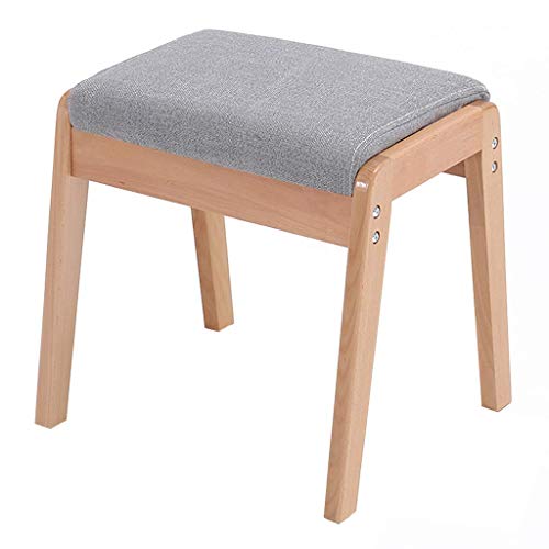 Taburete tapizado de superficie suave con patas de madera maciza para salón 2