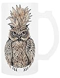 TAMBOOTEE Piña Granada Jarra De Cerveza De Vidrio Taza Para Beber Con Asa Glass Beer Mug