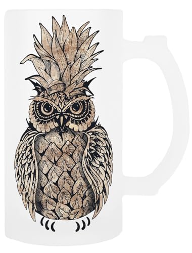 Ananas Uil Glazen Bierpul Met Handvat Drinkbeker Beer Mug Drinking Cup