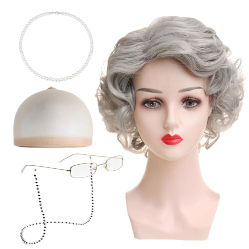 Giococo Old Lady Wig and Accessories, Gray Wigs...