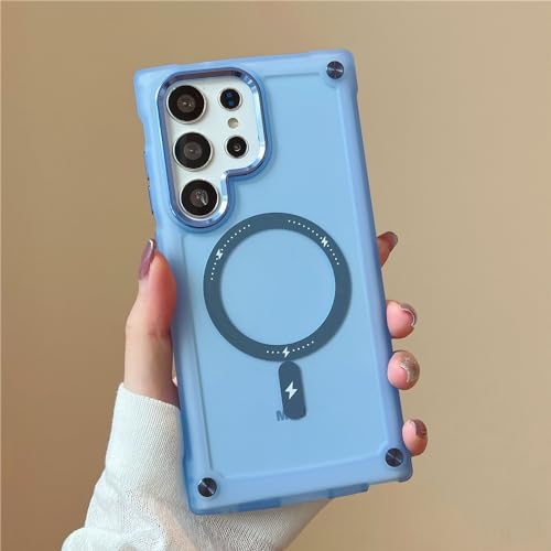 Coque Magnétique Samsung S22 Plus Étui Mat Anti-Choc Idéal pour Conduite et Bureau Bleu