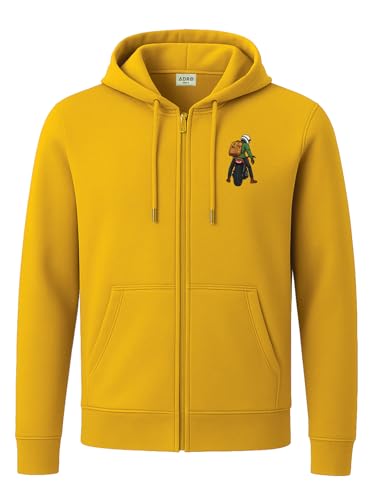 Image of ADRO Men's Regular Fit Zip-Up Hoodie for man | 320 GSM Cotton Poly Fleece Zipper Sweatshirt with Soft Fabric & Printed Hoodies