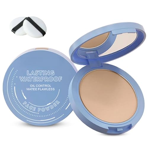 Face Powder, Setting Lasting Waterproof Oil Absorbing Pressed Powder Compact for Face (02 NATURAL BEIGE)