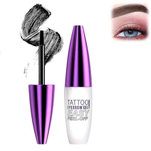 Tattoo Eyebrow Gel Easy Peel Off - Gray Brown Eyebrow Tattoo Easy Peel-Off Eye Brow Gel, Natural Brow Color for Women Sparse Brows, Lasts 3 Days, Waterproof At-Home Salon Results - 03