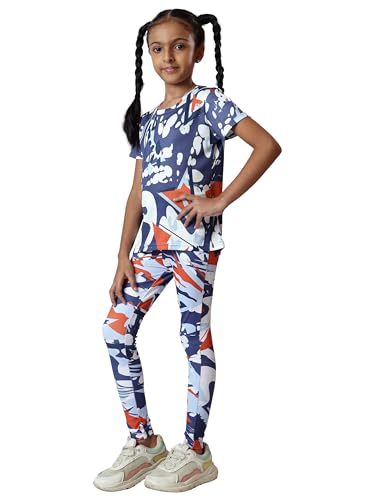 Image of Girl's Activewear Workout Set 2 Piece Athletic Sets Dry Fit Printed Tees And Leggings Yoga Running Dance 4-14Y