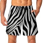 GHBNK Zebra Print Men's Swim Trunks Gym Basketball Shorts Quick Dry Workout Athletic Shorts with Pockets