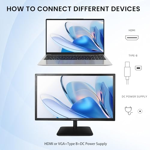 21,5 Zoll Touchscreen Monitor Full HD 1920x1080P, VESA, IPS Panel Desktop PC 10-Punkt Multi Touch screen PC Monitor mit HDMI & VGA & Typ-B Anschlüssen,Computer Touch Bildschirm, 75Hz, Schwarz