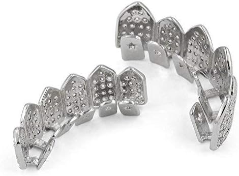 Miniatura 7 de JINAO Grillz Parrillas de Diamantes para Tus Dientes para Hombres y Mujeres Chapadas en Oro de 18K Heladas Macro Pavé de Circonita Cúbica Parrilla
